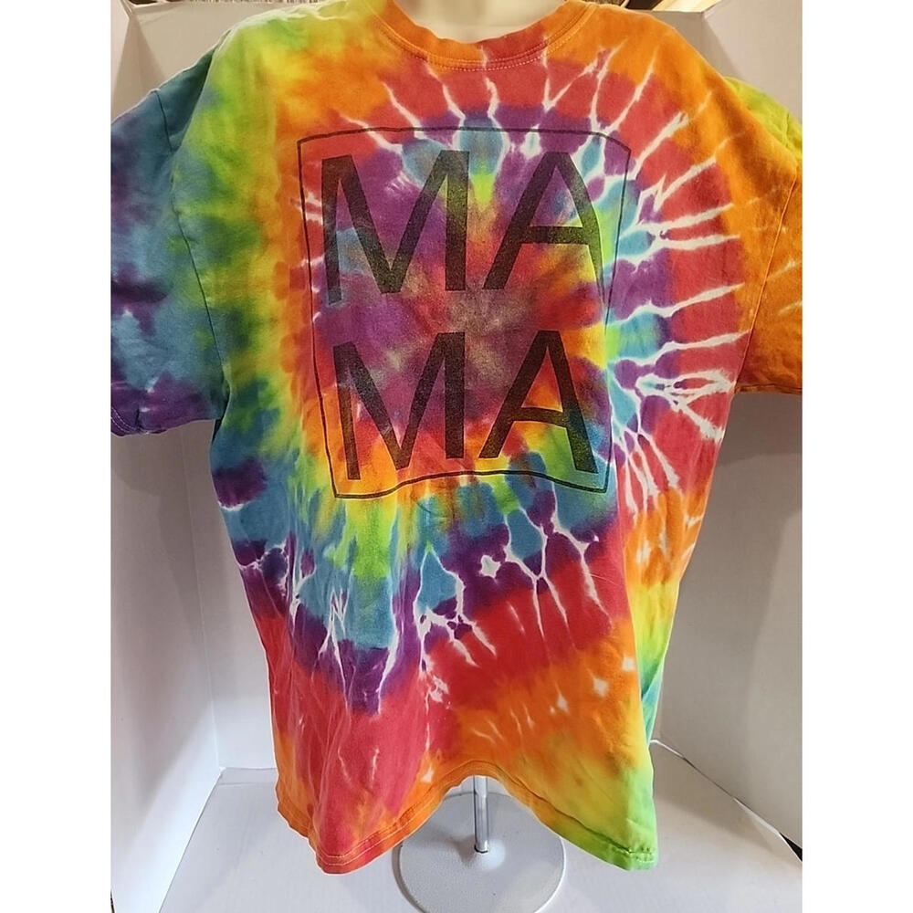 MAMA Women's Multi Color Tie-Dye Short Sleeve Graphic T-Shirt Size XL